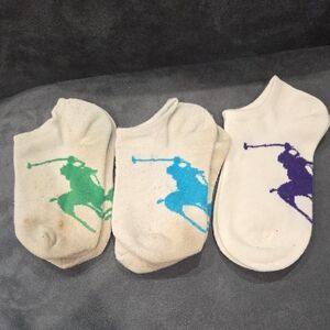 Polo by Ralph Lauren Kids' White Socks with Green, Blue, and Purple Accents
